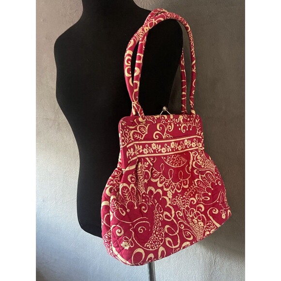 Vera Bradley Alice Kisslock Shoulder Bag-Twilly Birds Pink Pattern-Retired - Picture 3 of 16